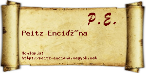 Peitz Enciána névjegykártya
